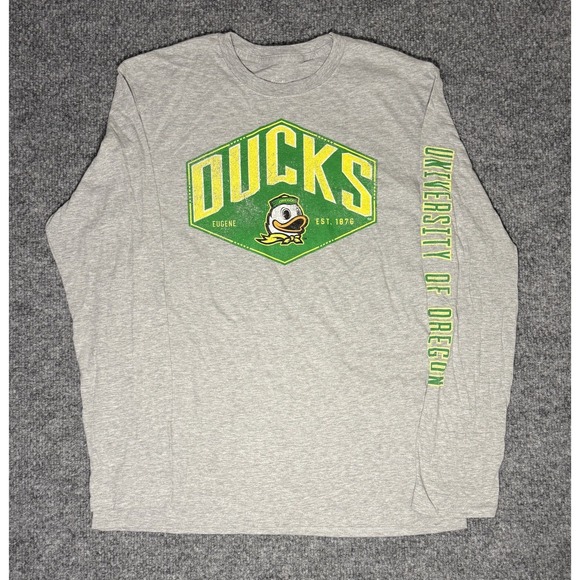 University Of Oregon Ducks Shirt NCAA Football Long Sleeve Gray Size 3XL NWT - Picture 2 of 5